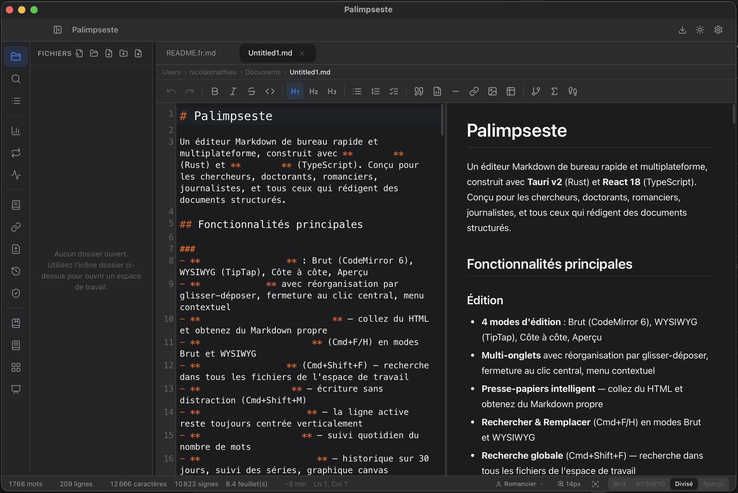 Palimpseste — AI panel with project memory